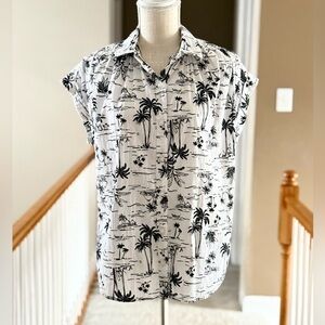 A.N.A A New Approach Hawaiian Shirt White Cotton‎ Blend Size XS